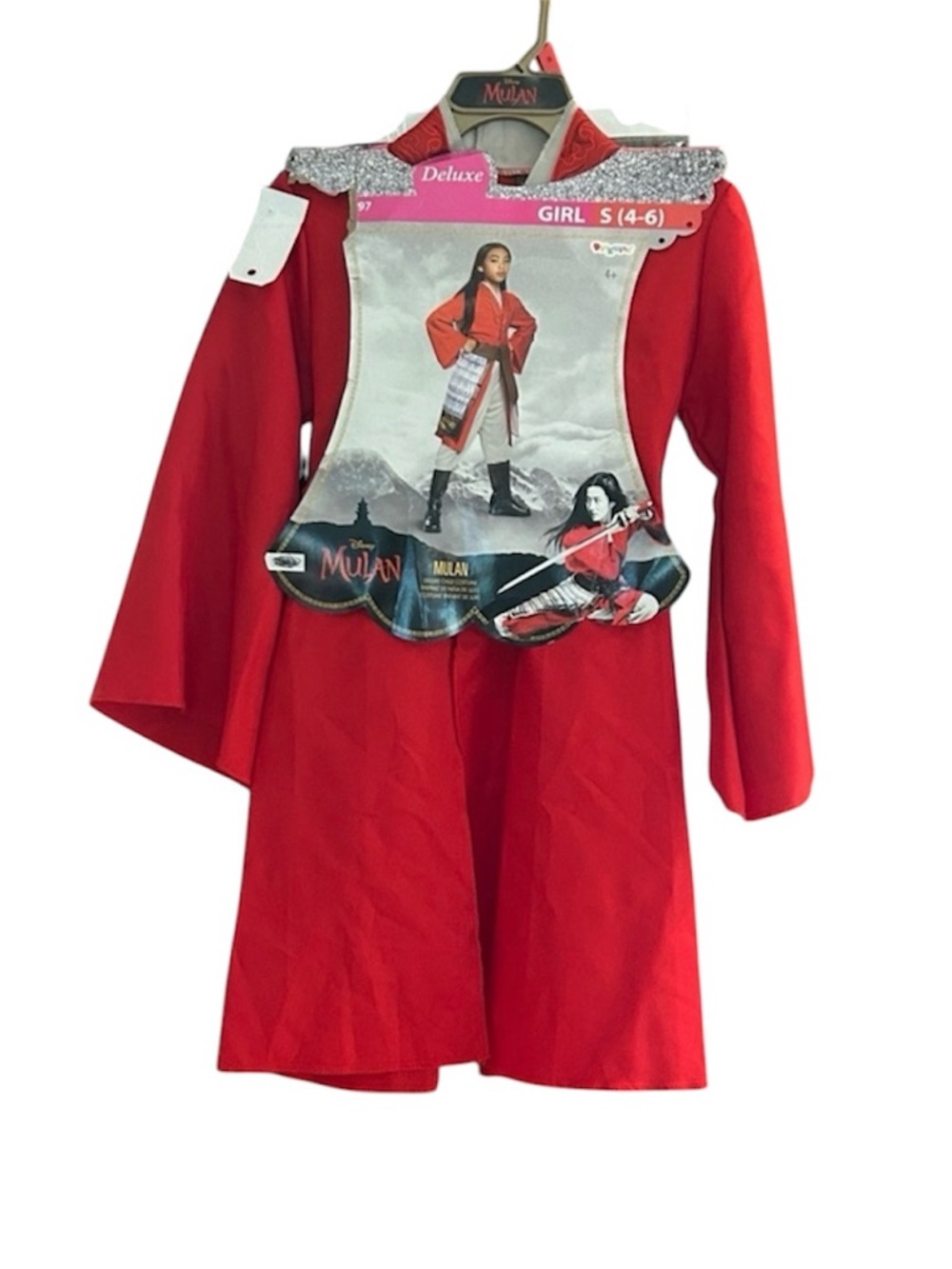Disney Mulan‎ Costume Girls Small 4-6 Deluxe Hero Red Dress Warrior Disguise